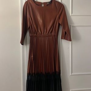 brown leather dress